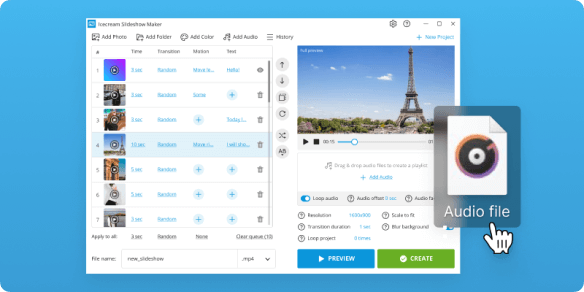 Presentación de diapositivas con música