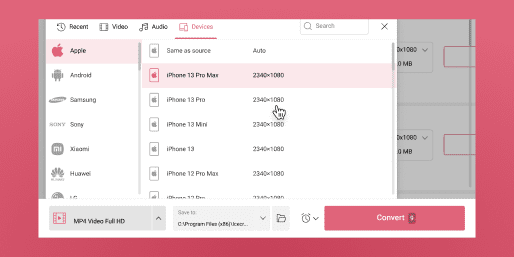 Ajustes preestablecidos del dispositivo