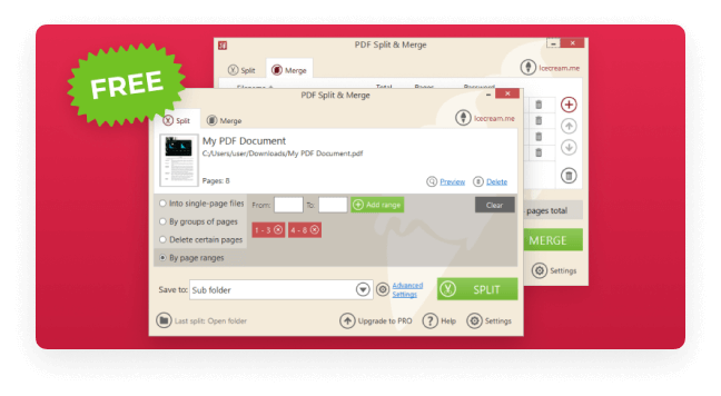 Fusión y división de PDF gratis